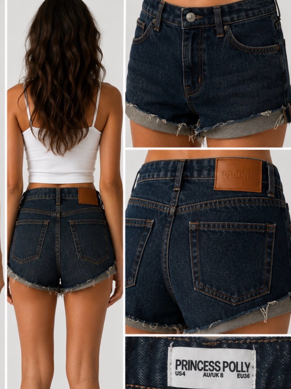 Princess Polly Dark Indigo High-Rise Denim Cutoff Shorts